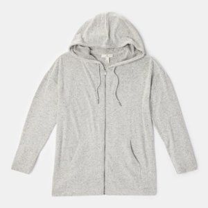 Gray Knit Zip Up Hoodie HALSTON